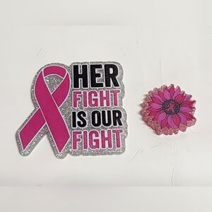 Flatback Pink Ribbon Beads Acrylic Cancer Keychain Bag Clip Magnet Crafts